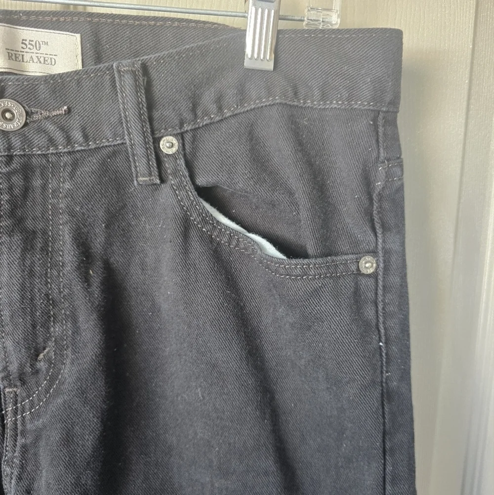 Levi's 550 Jeans Men Straight Leg 34×29 Light Wash Dark Black MidRise Logo Husky